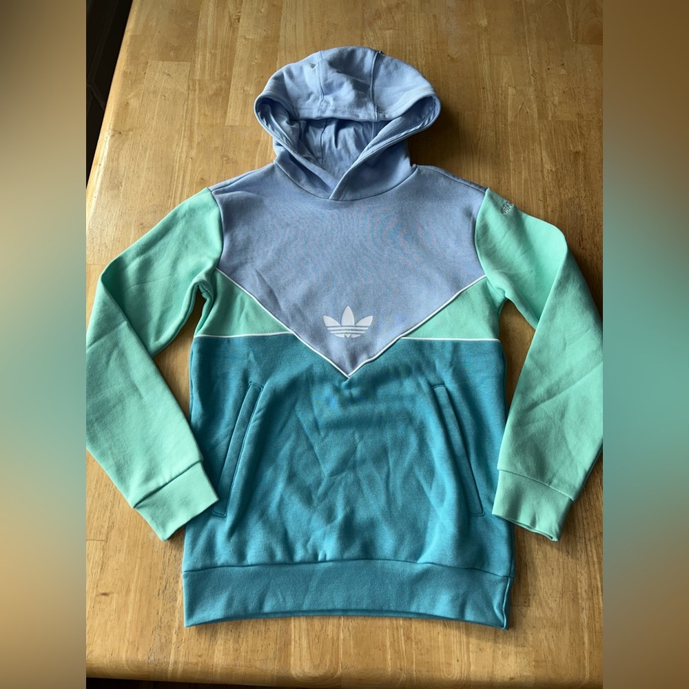 Adidas pull over hoodie sweatshirt originals kids youth medium  / large blue